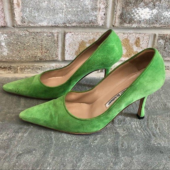 Manolo Blahnik Shoes - Manolo Blahnik BB Green Suede Heels, Size: 7.5